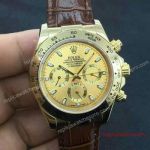 Replica Rolex Cosmograph Daytona Mens Watch All Gold Brown Leather
